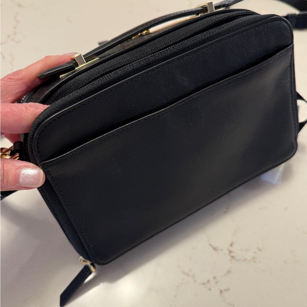 TUMI Black Crossbody Bag with Gold Accents - Picture 5 of 9